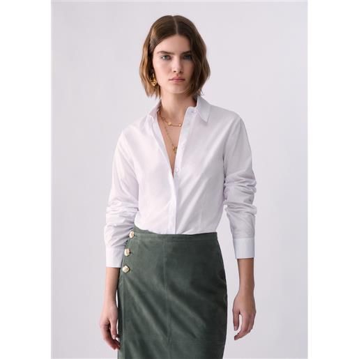Liu jo camicia in popeline, bianco/je t'aime