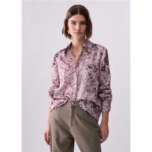 Liu jo camicia in twill stampato, rosa