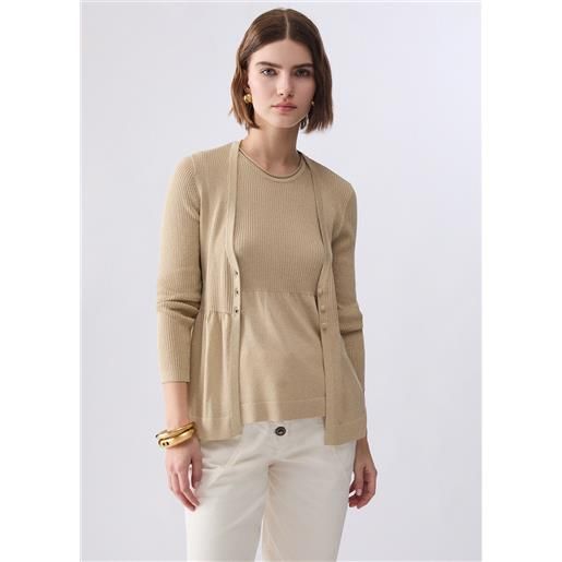 Liu jo maglia con lamé, beige