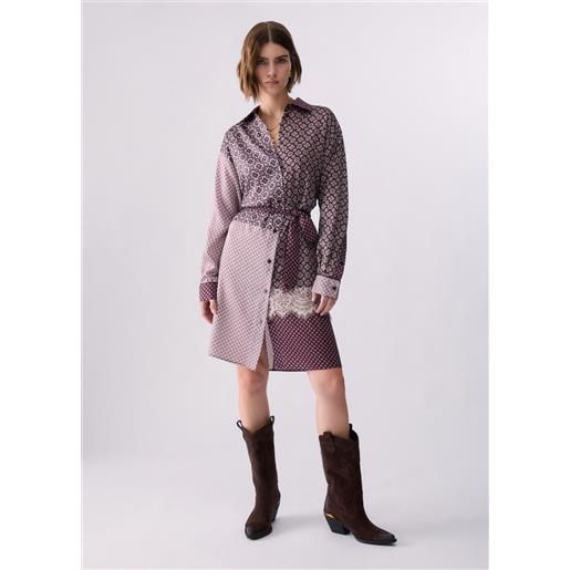 Liu jo abito chemisier in twill, melanzana