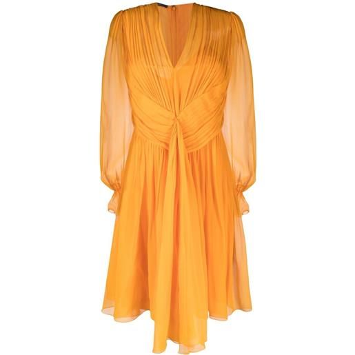 Alberta Ferretti abito plissettato con scollo a v - arancione