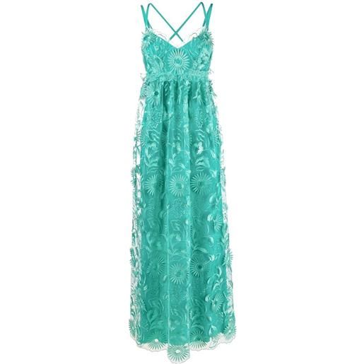 Alberta Ferretti abito lungo con ricamo - verde