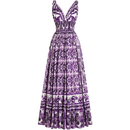 Dolce & Gabbana abito midi con stampa maiolica - viola