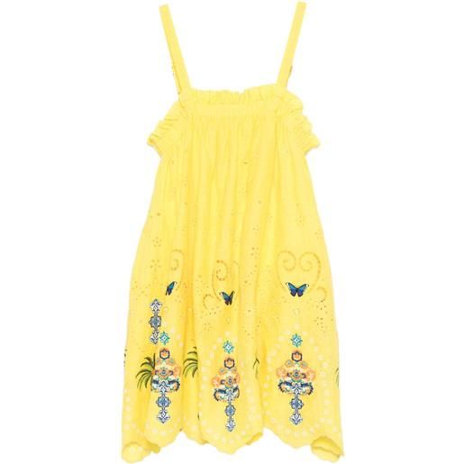 Camilla abito con ruches e ricami - giallo
