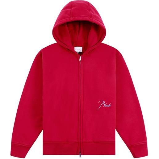 RHUDE classique 2 logo-embroidered full-zip hoodie - rosso