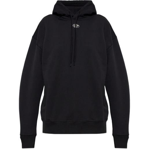 Diesel felpa oval d con cappuccio e logo - nero