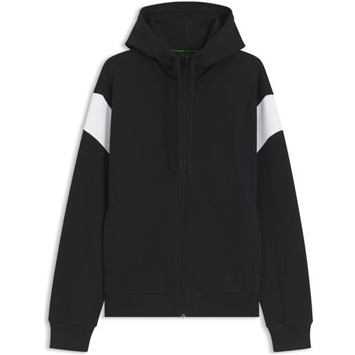 BOSS felpa regular-fit con zip in piqué spacer, blu scuro