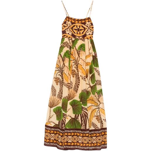 FARM Rio abito lungo foliage sketch - marrone