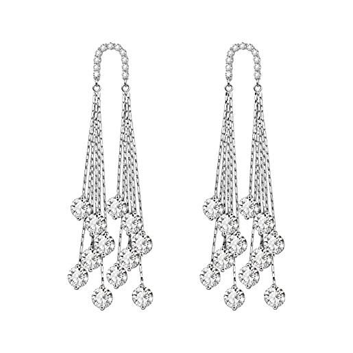 Orecchini orecchini argento 925 rodiato morsetto con zirconi lucidi 12 mm nuovi 4006046368254