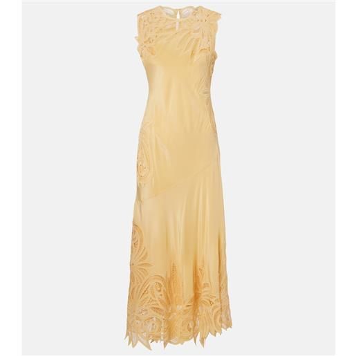 Ulla Johnson abito midi idra in seta con pizzo