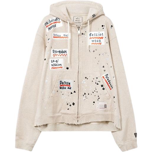 Maison MIHARA YASUHIRO felpa con cappuccio e zip - bianco
