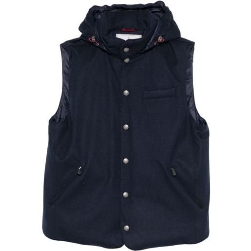 Brunello Cucinelli gilet con cappuccio - blu