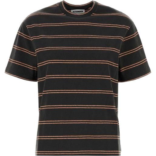 Jil Sander t-shirt a righe con ricamo - nero