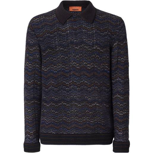 Missoni polo in cashmere e viscosa a maniche lunghe - blu