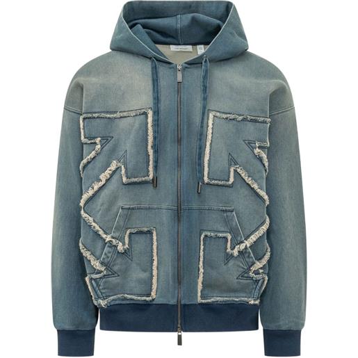 Off-White felpa con effetto vissuto - blu