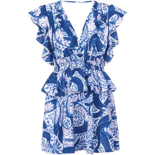 Poupette St Barth abito corto noemi con stampa paisley - blu