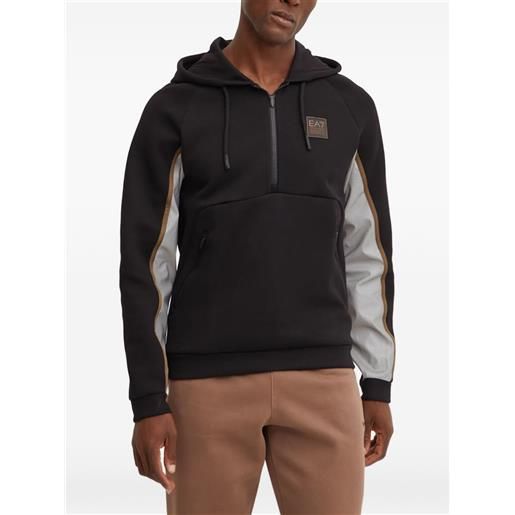 Ea7 Emporio Armani felpa con logo e cappuccio - nero