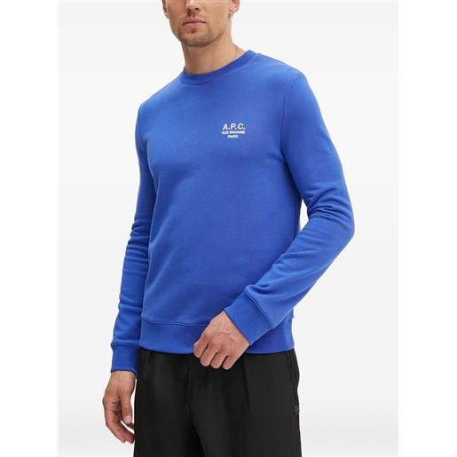 A.P.C. felpa girocollo con logo ricamato - blu