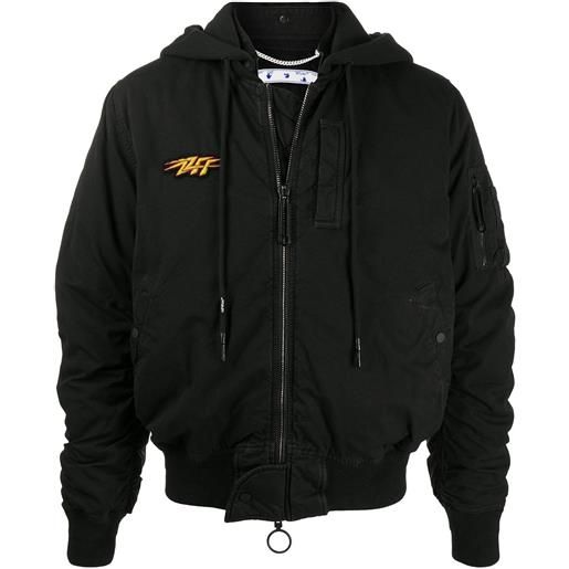 Off-White bomber con cappuccio stencil arrows - nero