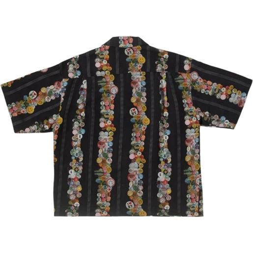 BLDG4 camicia a righe con dettaglio bottoni - nero