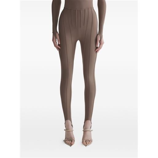 Mugler leggings con dettaglio cuciture - marrone