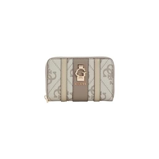 GUESS portafoglio erenia zip around wallet dark taupe logo grigio talpa