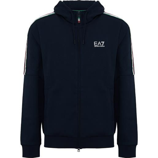 EA7 felpa con cappuccio in jersey italian spirit blue