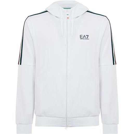 EA7 felpa con cappuccio in jersey italian spirit white