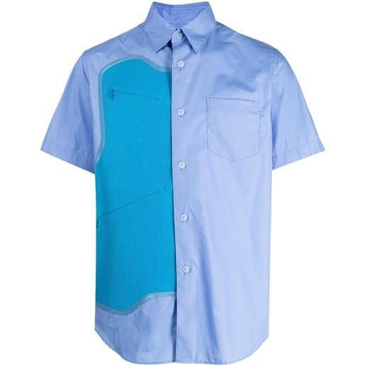 Fumito Ganryu camicia con inserto a rete - blu