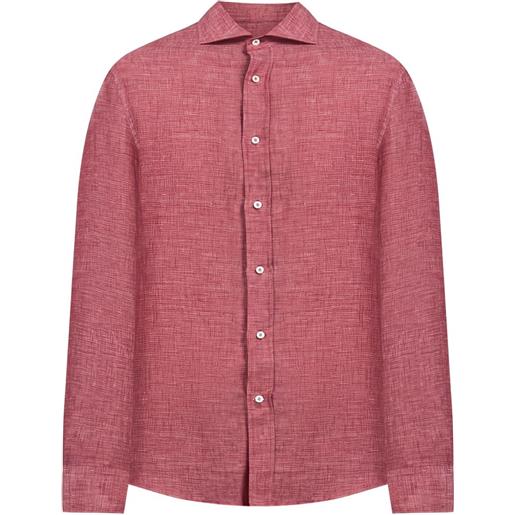 Brunello Cucinelli giacca-camicia button-down in lino - rosso