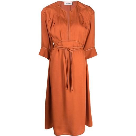 Yves Salomon abito midi con cintura - arancione