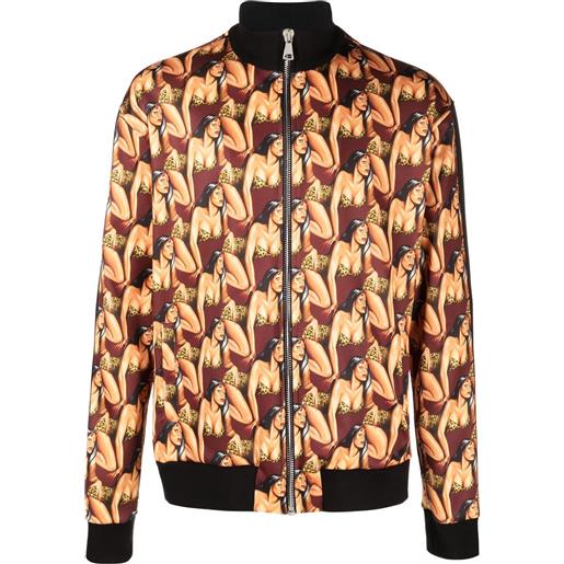 Roberto Cavalli felpa con stampa grafica con zip - rosso