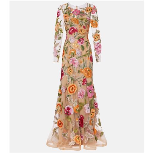 Carolina Herrera abito lungo in tulle con ricamo