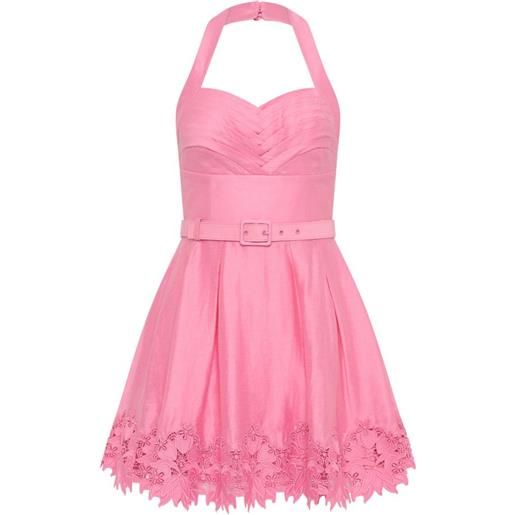 Rebecca Vallance abito corto petalite con scollo all'americana - rosa