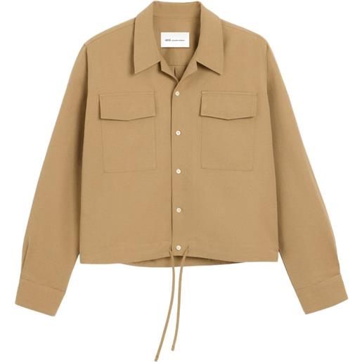 AMI Paris camicia in cotone e lino a maniche lunghe - toni neutri