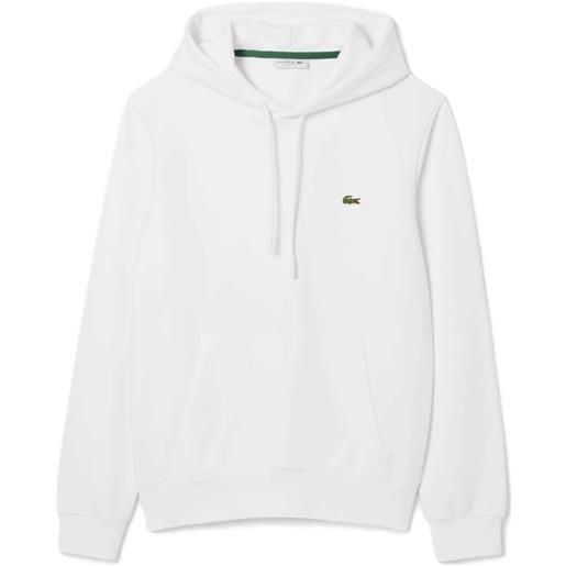 LACOSTE felpa con cappuccio garzata cocco bianca