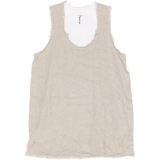 Comme Des Garçons top smanicato con frange - toni neutri