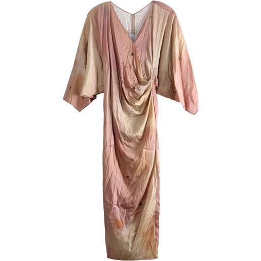 YANGKEHAN abito lungo con scollo a v e drappeggio - rosa