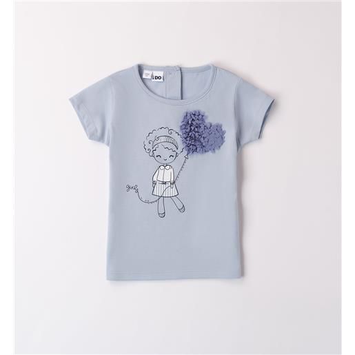 IDO tee shirt azzurra bimba e cuore