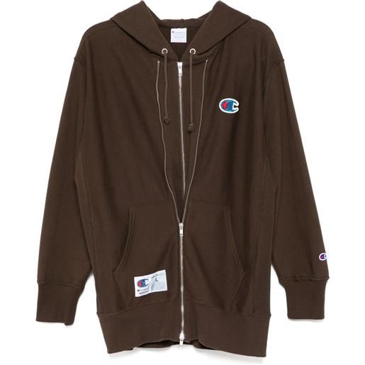 Undercover felpa con cappuccio supreme x champion - marrone