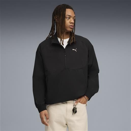 PUMA felpa con zip corta PUMAtech dal taglio morbido da uomo, abbigliamento, nero, s