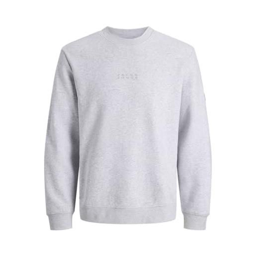 JACK & JONES jcopoint sweat badge crew neck bf, melange bianco, xl uomo