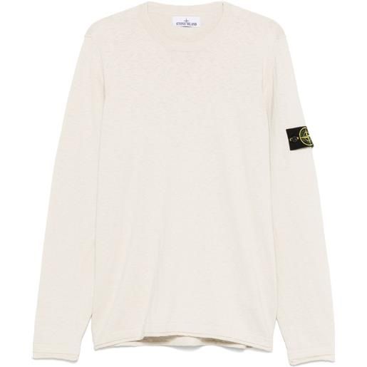 Stone Island felpa con applicazione compass - bianco