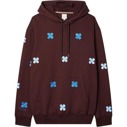 Paul Smith felpa con ricamo floreale e cappuccio - marrone