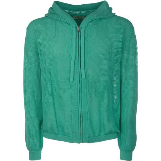 Laneus felpa con cappuccio e zip - verde
