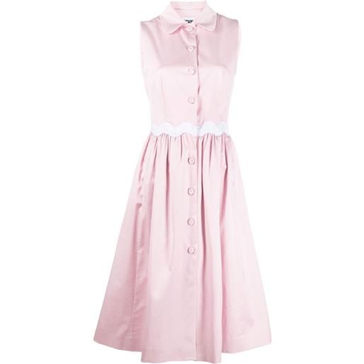 Moschino abito midi smanicato plissettato - rosa