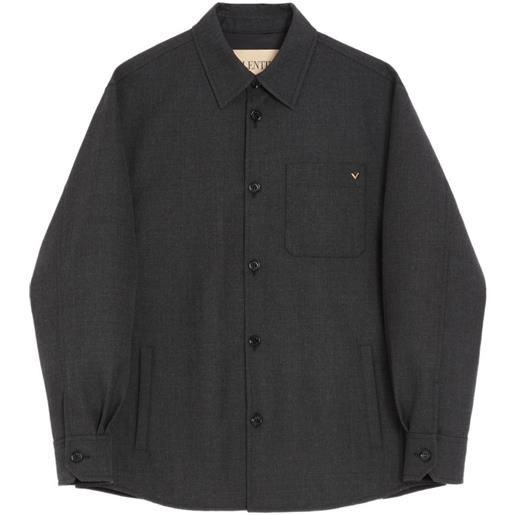 Valentino Garavani giacca-camicia in gabardine di nylon con vgold - grigio