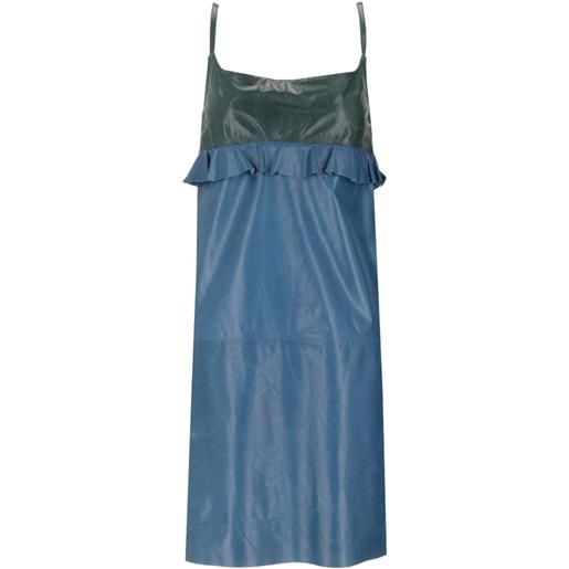 La-Rose abito midi con ruches - blu