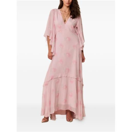LoveShackFancy abito lungo riley a fiori con ruches - rosa