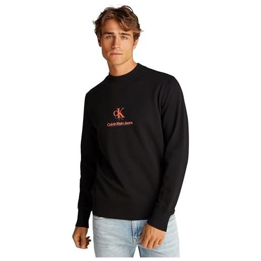 Calvin Klein uomo felpa shadow logo crew neck regular fit, nero (ck black), l